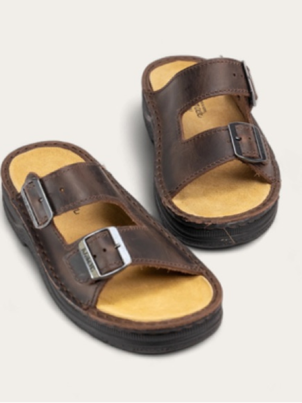 Naot Mikaela Crazy Horse Brown Leather Adjustable Slide Sandals EU 39 US 8-8.5